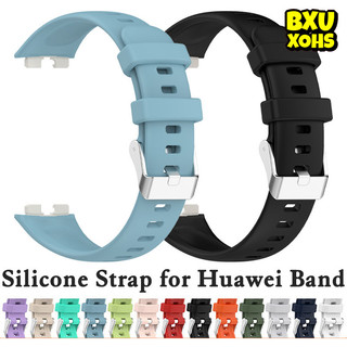 สายยางซิลิโคนอ่อน for Huawei Band 10 9 8 หัวเข็มขัดโลหะปรับได้กีฬาสร้อยข้อมืออุปกรณ์เสริม for Huawei Band 10 9 8 NFC