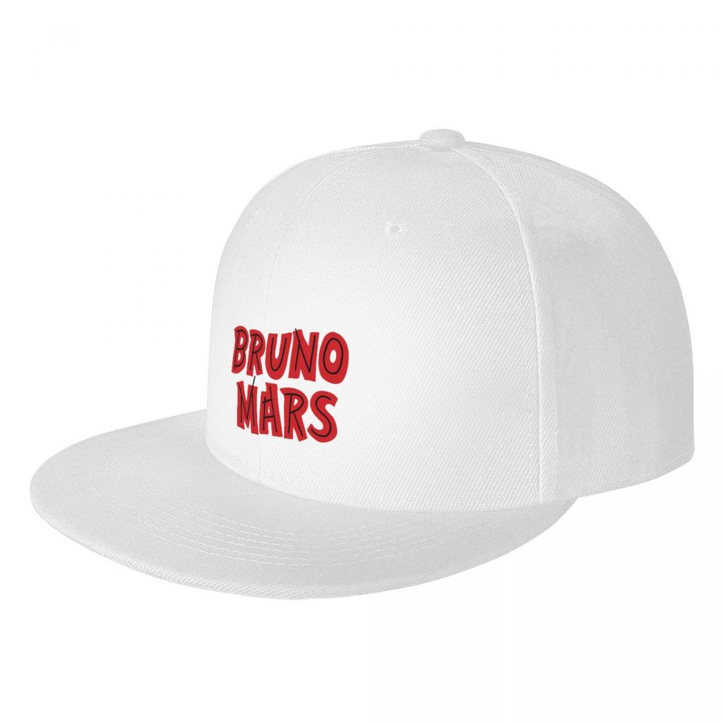Bruno Mars หมวกกันแดดแบนสําหรับผู้ใหญ่พิมพ์ลายหมวกฮิปฮอปเต้นรําหมวกปีกแบนชายคาแบนสีตัดกันผู้ชายและผู