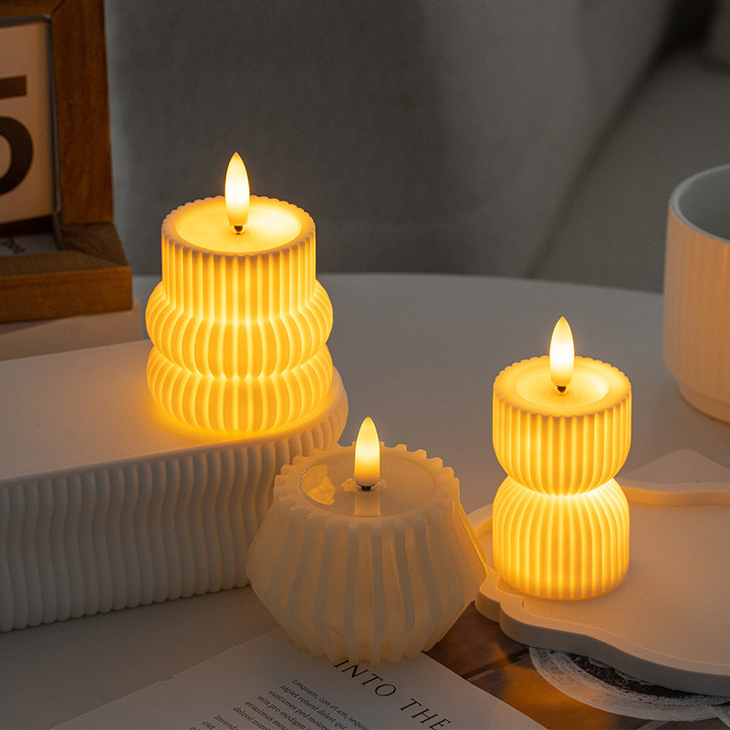 ☽ ☾   โคมไฟเทียน LED คอลัมน์โรมัน｜อิเล็กทรอนิกส์｜โรงแรม/KTV｜ตกแต่งบ้าน｜เพลิงจำลอง｜บรรยากาศสวยงาม