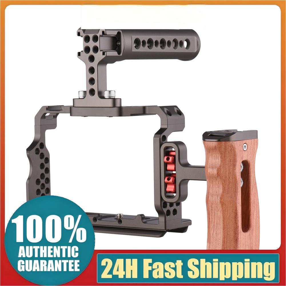 Andoer กล้อง Rig อลูมิเนียมอัลลอยด์เปลี่ยนชุดพร้อมที่จับไม้ด้านบนวิดีโอสำหรับ Sony A7R III A7 II A7I