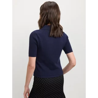 [Pomelo] เสื้อโปโลถักแขนสามส่วน / Knitted Three-Quarter-Sleeve Polo Top