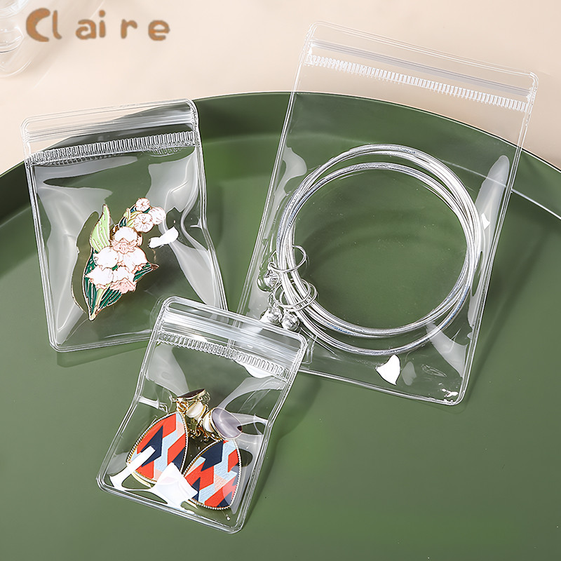 ถุงเก็บเครื่องประดับ ทำจาก PVC ใส ป้องกันการเกิดออกซิเดชัน ปิดผนึกได้เอง Claire