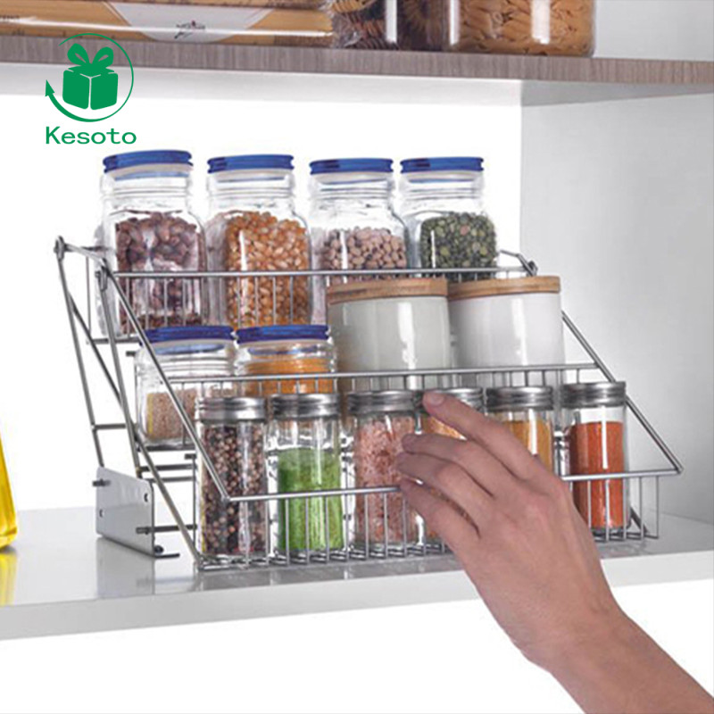[Ehoyoxa] Pull Down Spices Rack Spices Organizer ติดตั้งง่าย Heavy Duty Seasoning