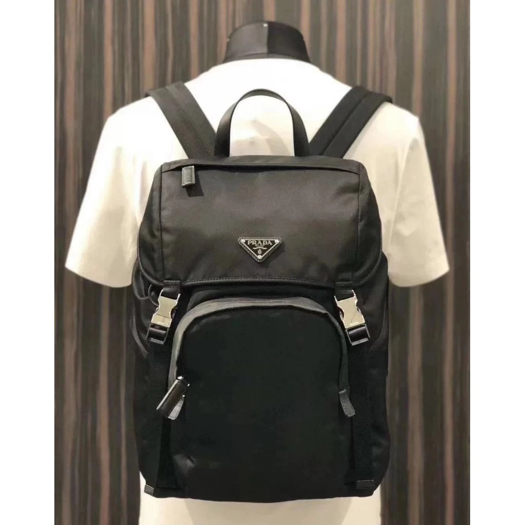 PRADA Classic Triangle Label Mens Recycled Nylon Parate Backpack Backpack School Bag 2VZ135