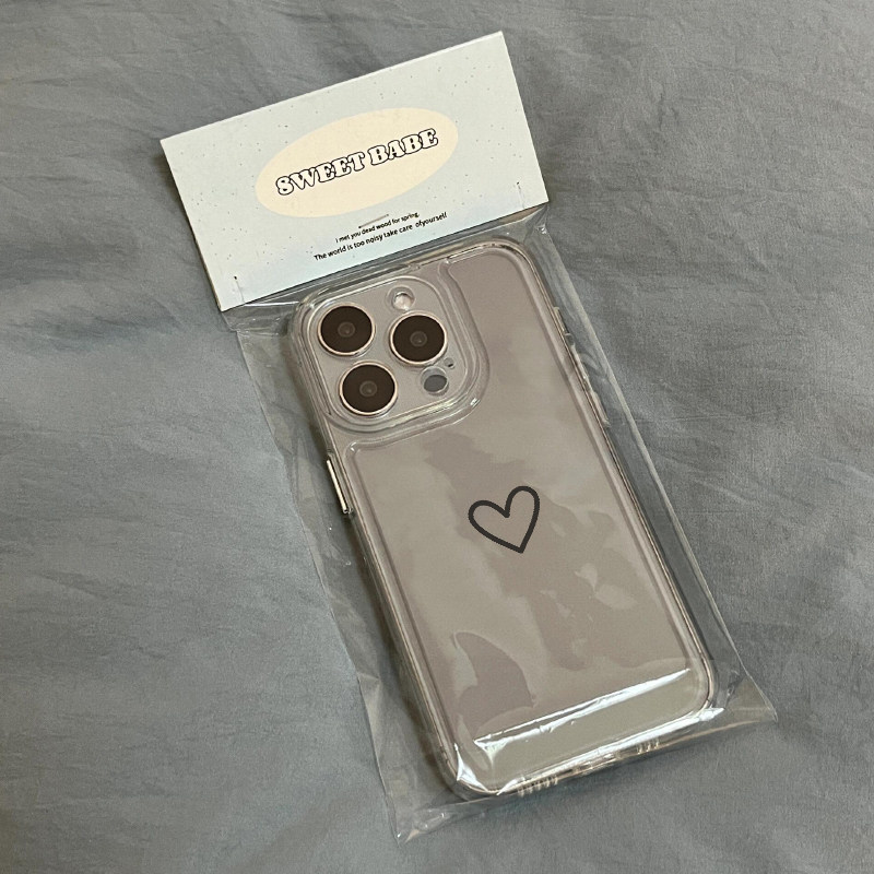 Simple Love ที่ใช้งานได้ Apple 15promax เคสโทรศัพท์ 14pro Ultra-Thin 12 Niche 13 Do Not Shit Case 11