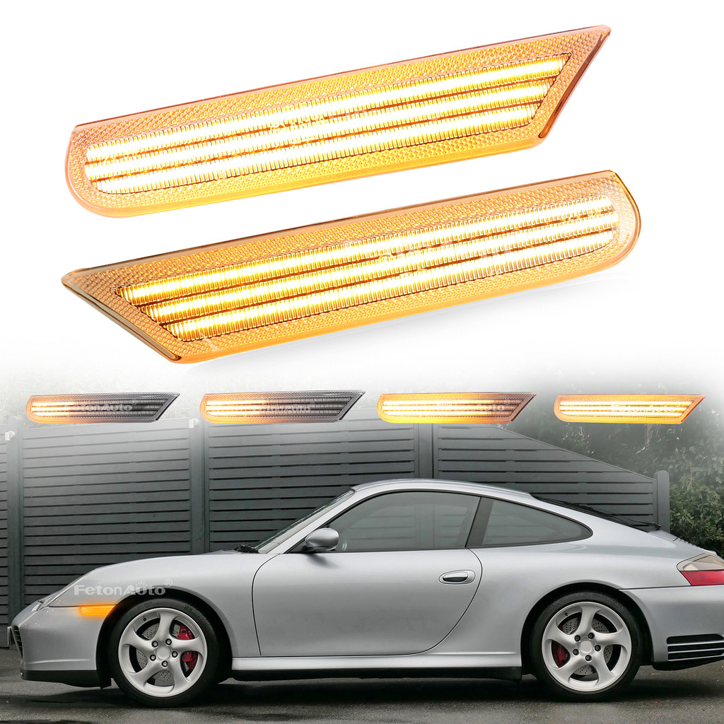 2 ชิ้น LED แบบไดนามิกไฟเลี้ยวด้านข้างสําหรับ Porsche Boxster 989 911 996 Carrera GT2