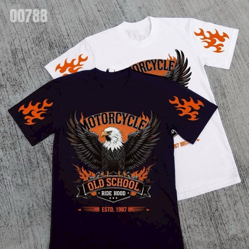 เสื้อยืดแขนสั้นพิมพ์ลายวินเทจ "OLD SchoolL" ผลิตจากผ้าฝ้าย เหมาะสําหรับผู้ชายและผู้หญิง