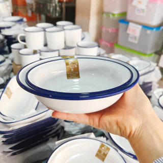 จานชามเมลามีน ขอบน้ำเงิน ตราม้าทอง Golden Horse Gold Melamine Dinnerware ENAMEL SERIES x 1 piece