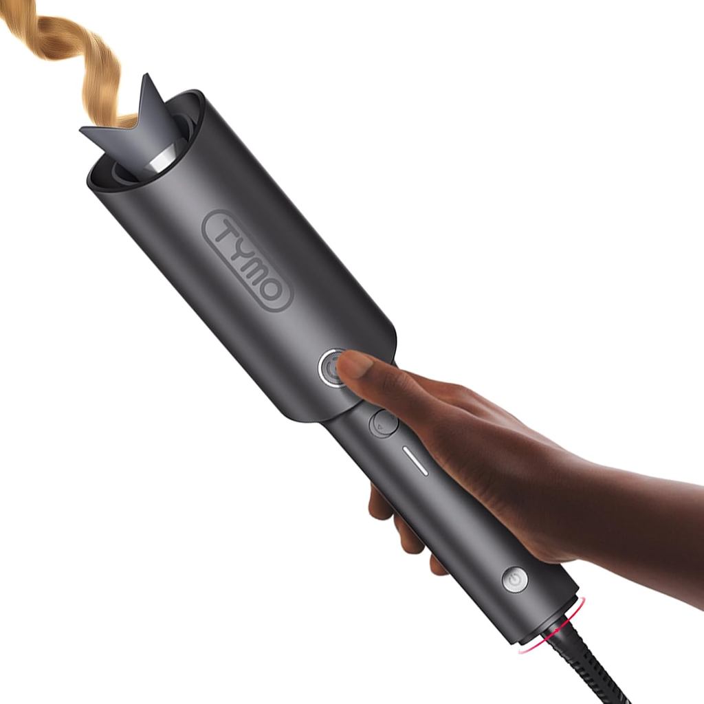 TYMO เตารีดดัดผมหมุนอัตโนมัติ - TYMO CURLPRO Beach Waves Curling Wand, เครื่องม้วนผมแบบพกพา, ไอออนิก