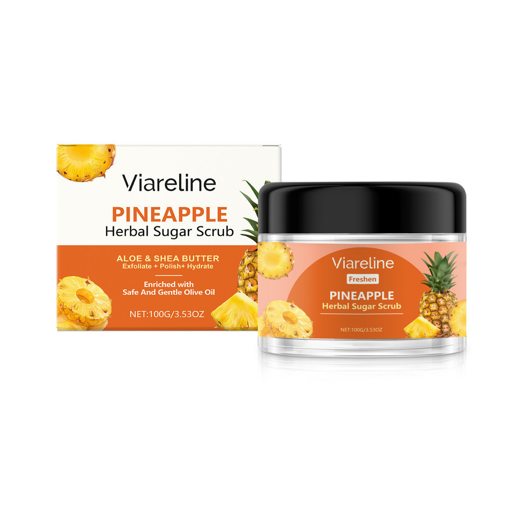 Viareline Pineapple Body Scrub ทําความสะอาดอย่างอ่อนโยน Body Skin Cuticle Soft Moisturizing Daily Ca