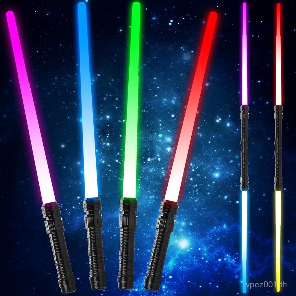 Light Up Swords Saber สําหรับเด็ก,4 แพ็ค 7 สีดาบแสงขยายได้ของเล่นพร้อมเสียง FX (Motion Sensitive) แล