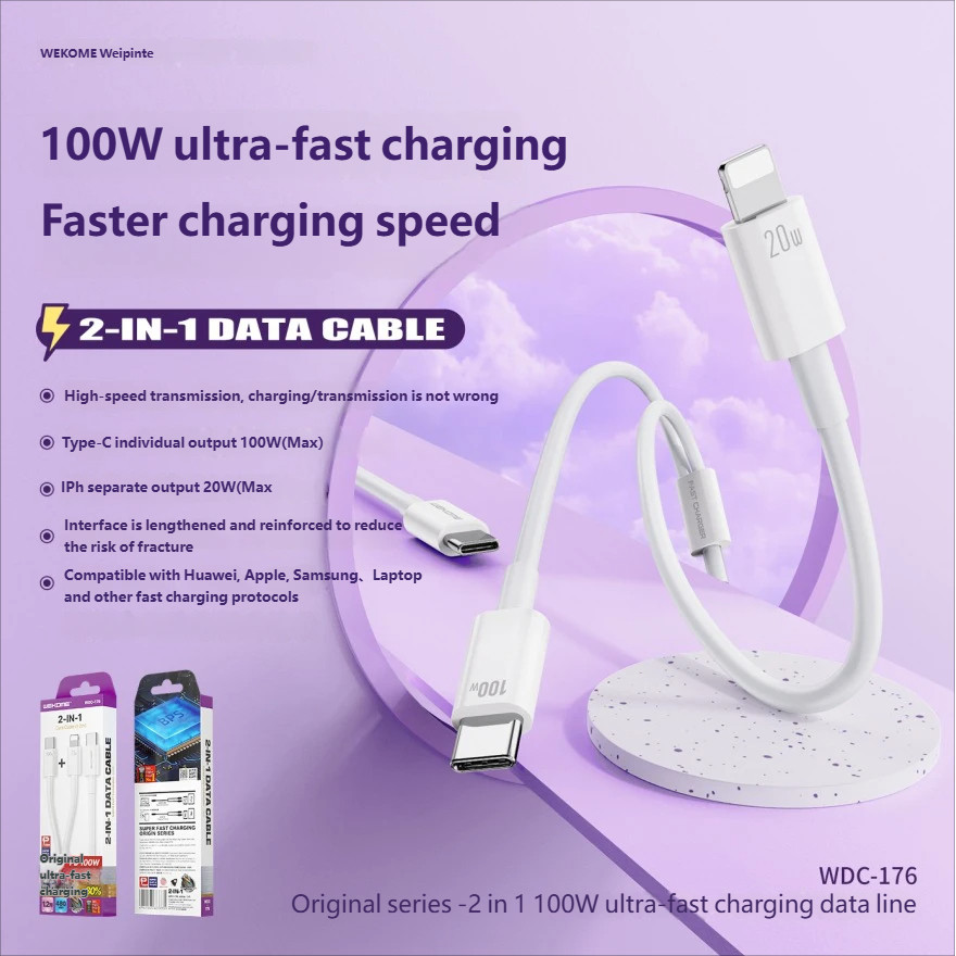 WEKOME เหมาะสําหรับสายเคเบิลข้อมูล iph15 PD Flash สายชาร์จ Dual type-c สายชาร์จ Android