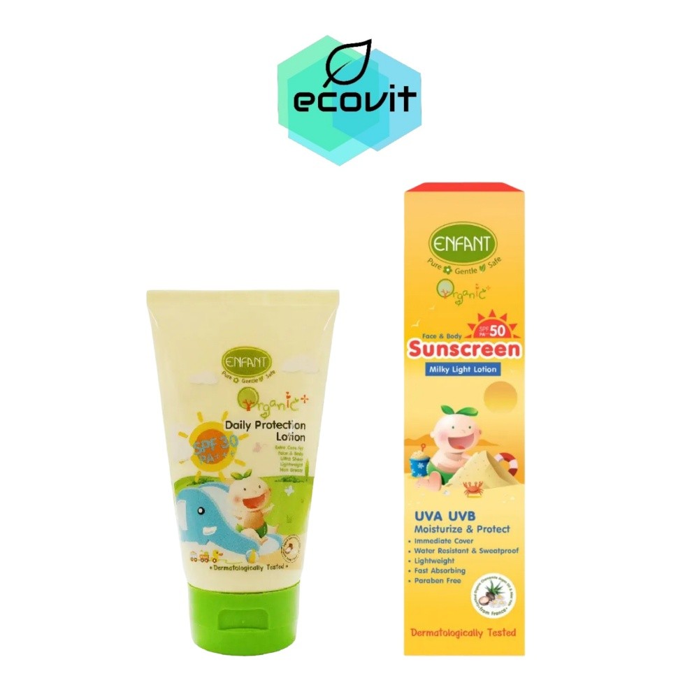 [1 ชิ้น] Enfant Organic Plus Daily Protection Lotion / Sunscreen Milky Lotion [เลือกสินค้า] อองฟองต์ โลชั่นกันแดด