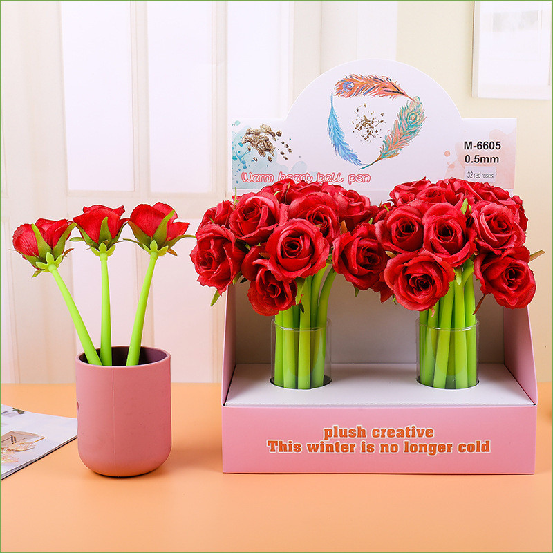 12 ชิ้น Rose Soft ปากกาเจลชุด 0.5 มม.นักเรียน Kawaii เครื่องเขียน Creative Supplies Back To School