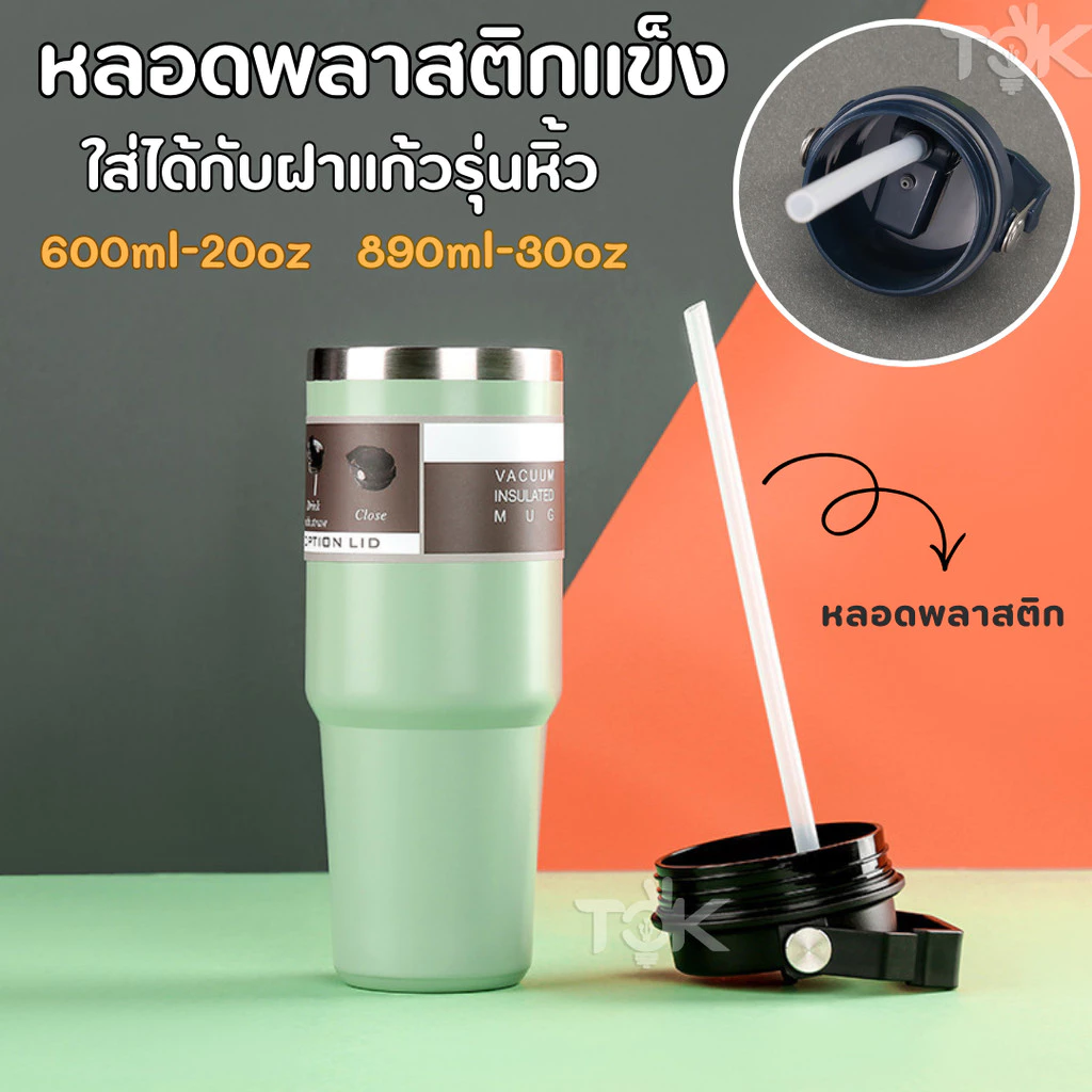 อะไหล่ หลอดพลาสติกแข็ง หลอดแก้วเยติ สำหรับฝาแก้วหิ้ว 600/890ml หลอดดูดน้ำ ใช้ซ้ำได้ (เฉพาะหลอด)
