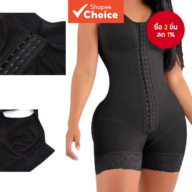 ชุดบอดี้สูทชุดกระชับสัดส่วนเอวสูงสําหรับผู้หญิง - Tummy Tuck, ต้นขากระชับสัดส่วน & Butt-Lifting พร้อมการเปิดลูกไม้กันลื่น