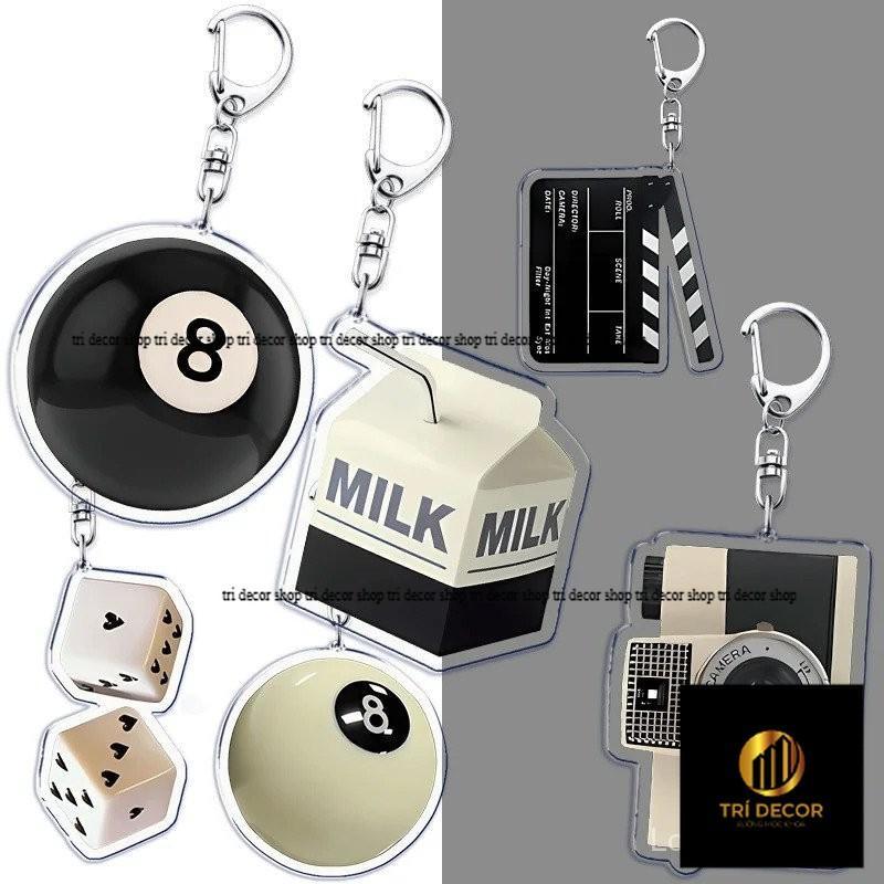 Y2k พวงกุญแจบิลเลียด 8 องค์ประกอบความรักสําหรับกระเป๋าอุปกรณ์เสริม, พวงกุญแจหัวใจ I love you