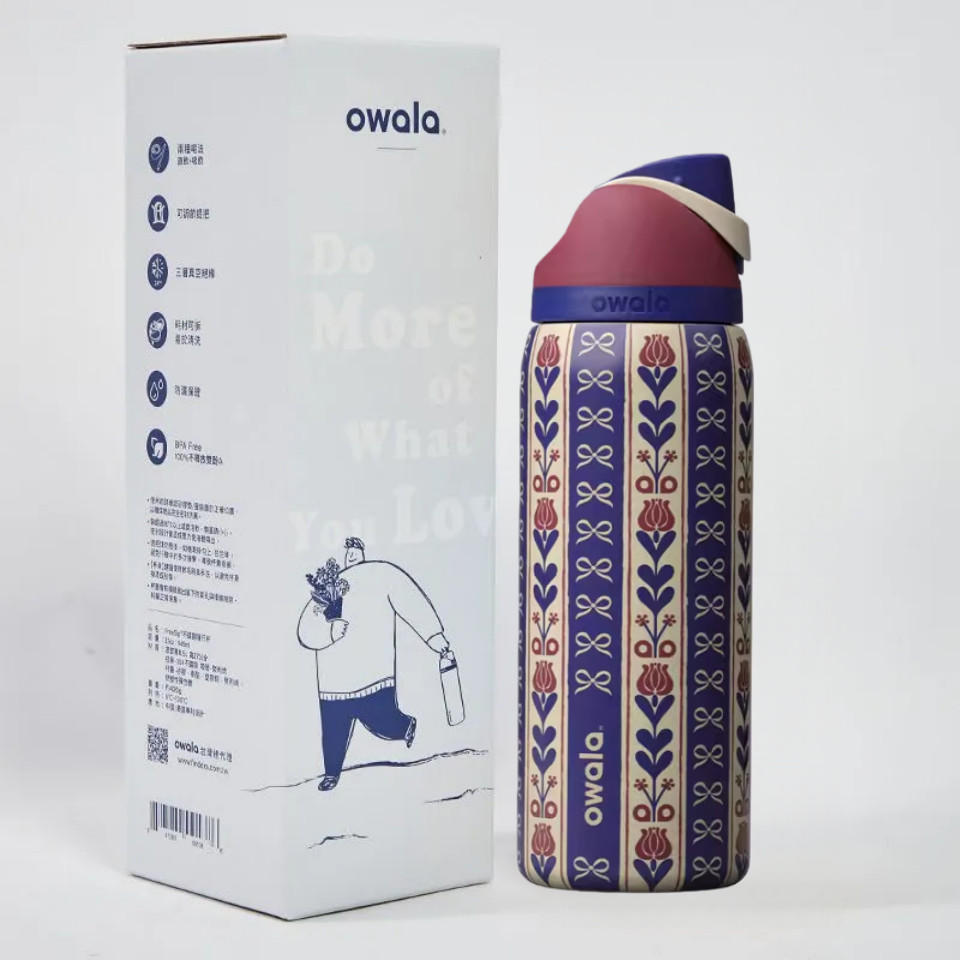 Owala FreeSip Tumbler พร้อมฝาปิดสิทธิบัตรหุ้มฉนวนสแตนเลส, 24oz & 32oz, ป้องกันการรั่วซึมสําหรับกีฬาและการเดินทาง
