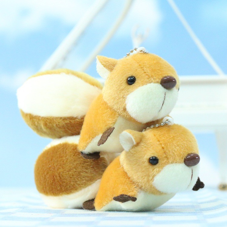 Premium In-Stock#Cute Adorable Little Squirrel Pendant Cartoon Plush Toy Doll Bag Charm Keychain Cla