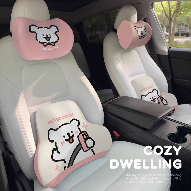 Cute Puppy Automotive Headrest Universal Neck Pillow Lumbar Support Pillow Memory Foam Pillow Lumber