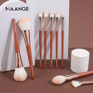 MAANGE 9PCS ชุดแปรงแต่งหน้า เหมาะสำหรับ แปรงปัดแก้มรองพื้น ชุดไฟเบอร์ไนล่อน เครื่องมือความงาม