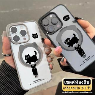 เคสโทรศัพท์แบบใสแม่เหล็ก ดีไซน์ลูกแมวน่ารัก เข้ากันได้กับ iPhone 17 16 15pro 14 13 12 11 วัสดุคุณภาพสูง หนา มีสไตล์และทั