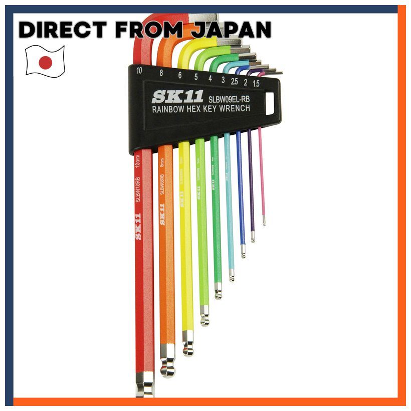 SK11 Rainbow Ball Point Hex Key Wrench Set 9 Pieces SLBW09EL-RB