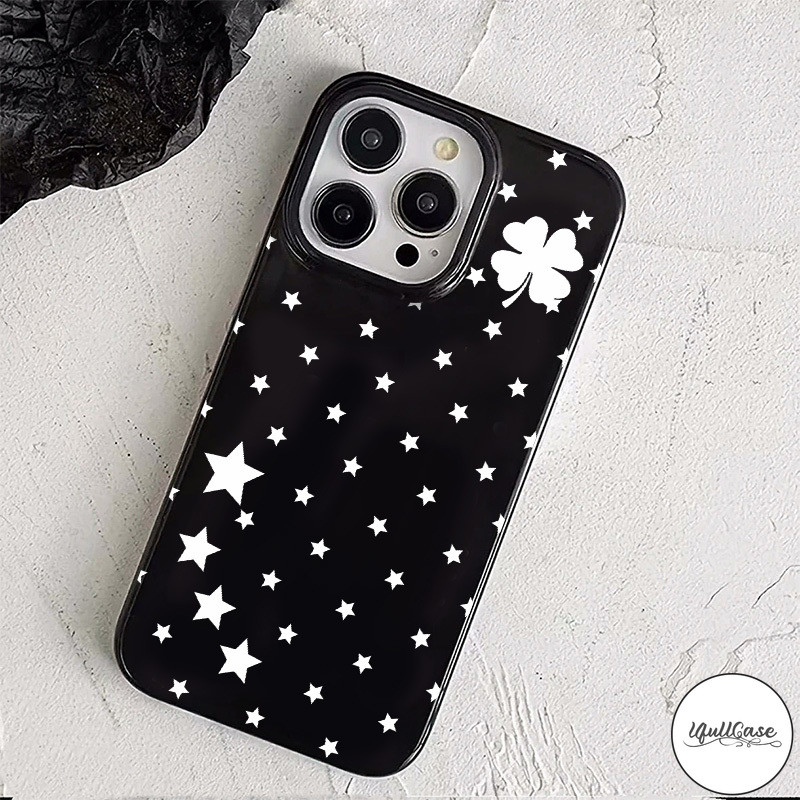 เคสไอโฟน15 11สำหรับ IPhone 16 17 AIR 15 13 11 12 14 Pro Max XR XS X Max 15 7 8 Plus เคสซิลิโคนเงา โคลเวอร์ ดาว มีเสน่ห์ - รูปที่ 3