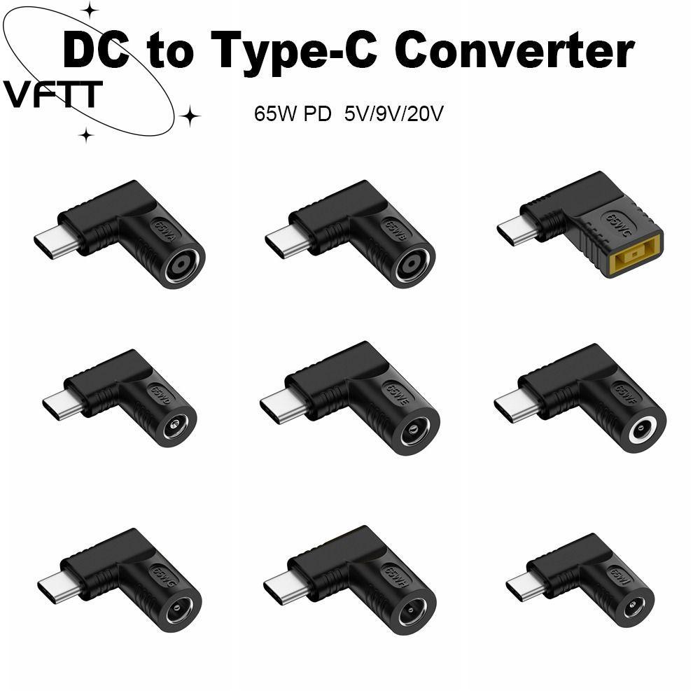 VFTT DC to Type C Converter ทนทาน 5.5X2.5 7.4X0.9 4.5X0.6mm 5v 9v 12v PD 65W สําหรับ //