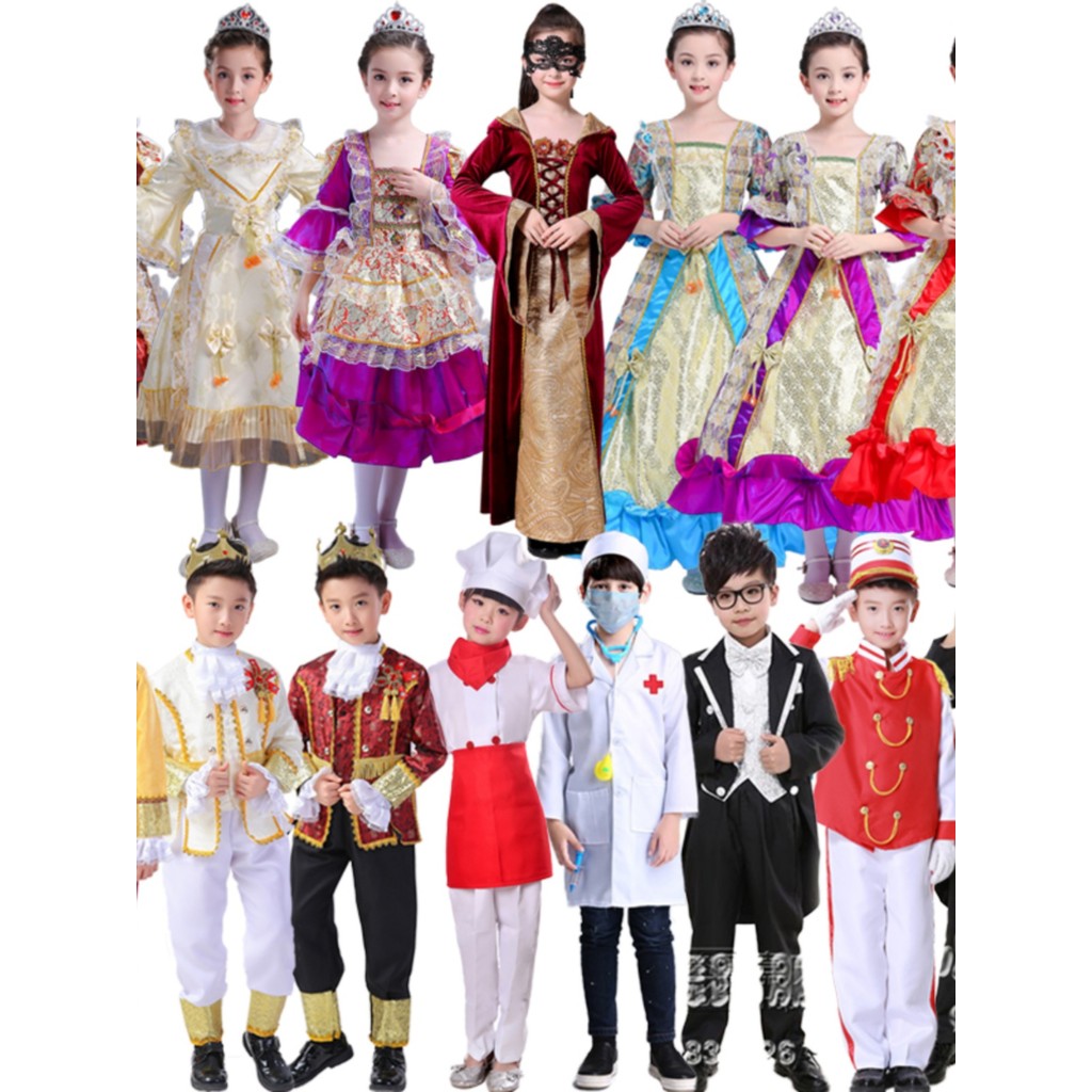 มาสคอต ชุดเป่าลม เด็กเทพนิยายละครFat Kingเครื่องแต่งกายQueen Princess Prince Duke Minister Guardยุโร