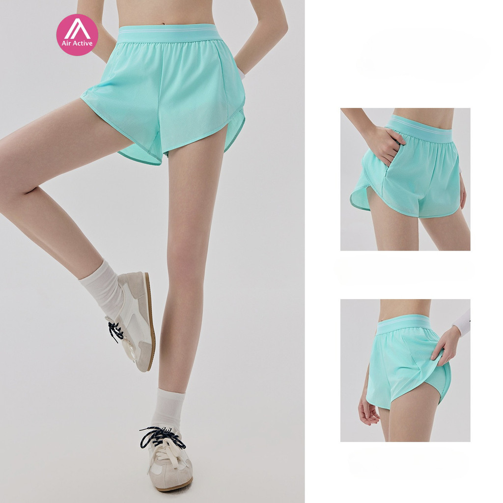 AirActive กางเกงขาสั้นสำหรับผู้หญิง ออกแบบมาเพื่อการออกกำลังกาย มาพร้อมกระเป๋าซิปแบบ.Hidden ป้องกันแสงปลอม สบายๆ สำหรับยิม