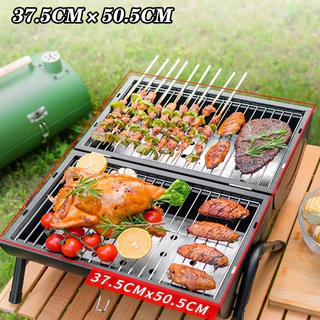 SANDEE เตาปิ้งย่าง ย่างบาร์บีคิว BBQ เตาปิงยางพกพา น้ำหนักเบา รวมเตาปิ้งย่าง รุ่น 2 ด้าน แบบพับเก็บได้