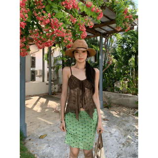 KUMI พร้อมส่ง เสื้อสายเดี่ยว เสื้อครอป ช่างหายใจ สุดเซ็กซี่ ผ้าเลซ ท็อปส์ผ้าลูกไม้นุ่มนวลโปร่งแสง เซ็กซี่สไตล์คลาสสิก