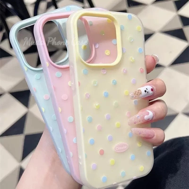 🔥MUDA🔥จุดสีเคสโทรศัพท์สําหรับ iPhone 11ProMax 17 12Pro 13 14 15Pro Max 13 11 16Pro เคส หญิงคนรักเพื่อนฝาครอบโทรศัพท์