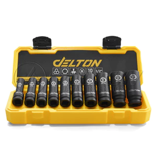 DELTON ชุดลูกบล็อกกระแทกยาว ขนาด 1/2 นิ้ว (4 หุน) จำนวน 10 ชิ้น รุ่น DIM-3112 พร้อมกล่องพลาสติกกันกระแทกอย่างดี