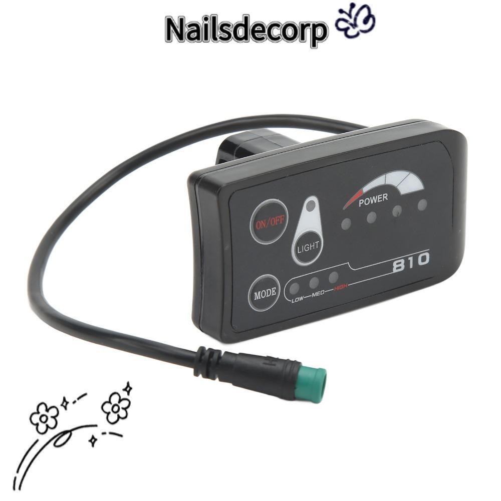 NAILS S810 หน้าปัดLED 5 ขา ปลั๊ก 24V พวงมาลัยไฟฟ้าจักรยาน ABS สีดำ ทนทาน สำหรับการขับขี่