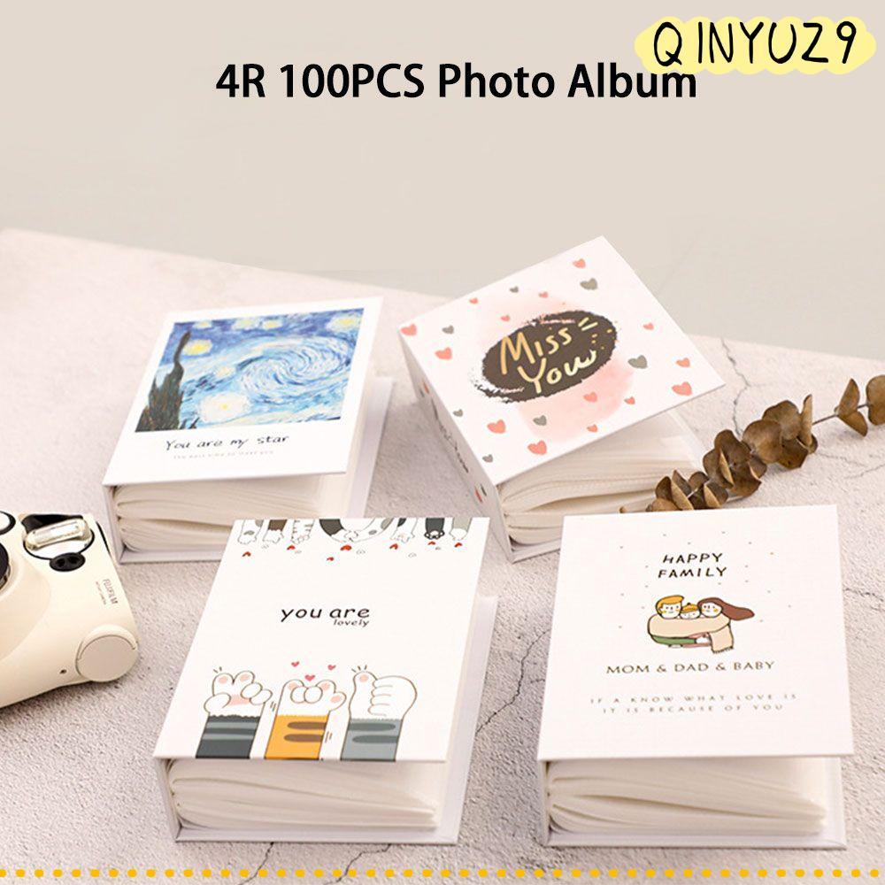 QINYUZ9QX 4R อัลบั้มภาพ, PVC หลากสี 100 ชิ้น, สมุดอนุสรณ์การ์ตูน