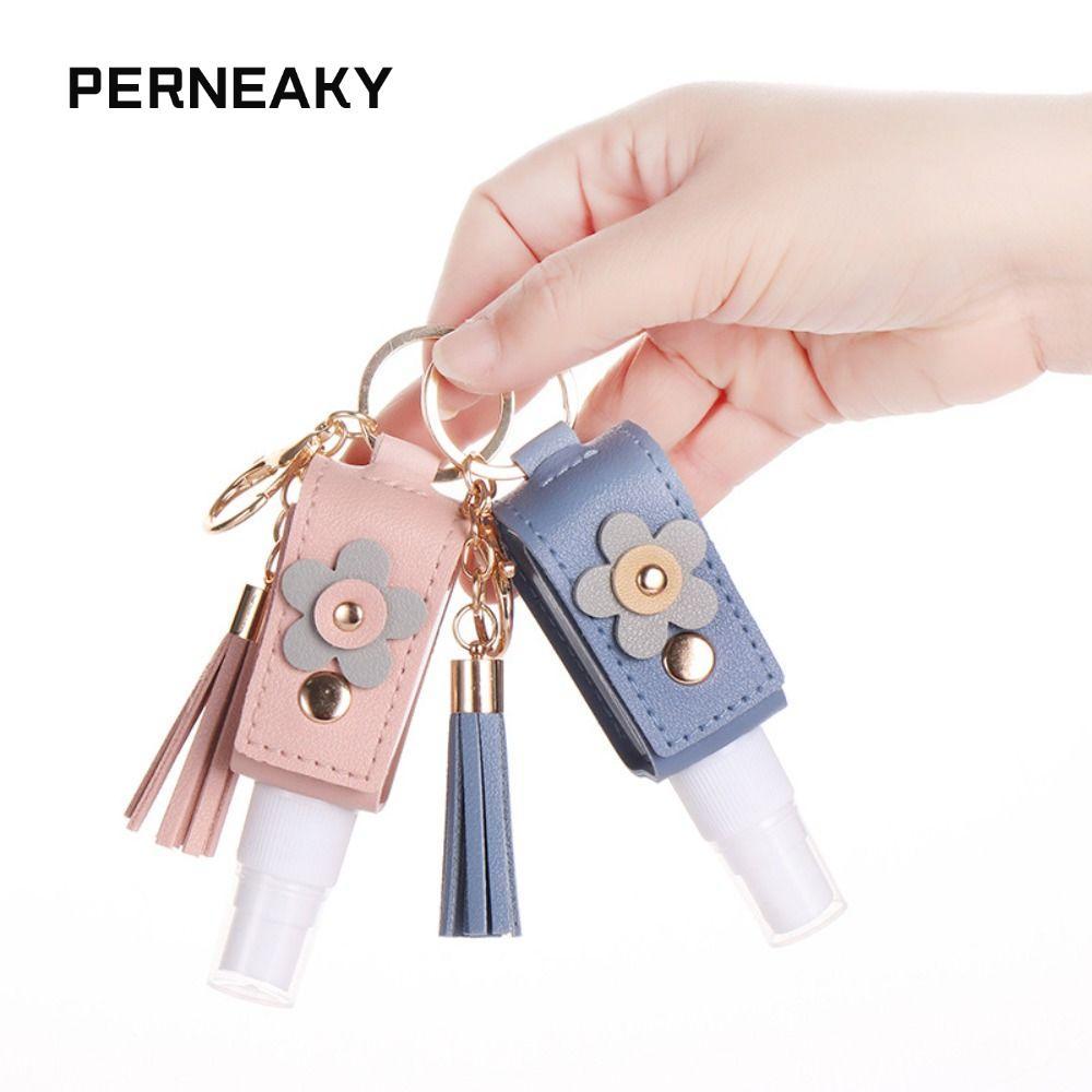 PERNEAKY ขวดสเปรย์รีฟิล, เครื่องฉีดน้ําน้ําหอมแบบพกพา PU, การตกแต่งกระเป๋า 30 มล. พร้อมพวงกุญแจขวดเปล่าขนาดเล็ก