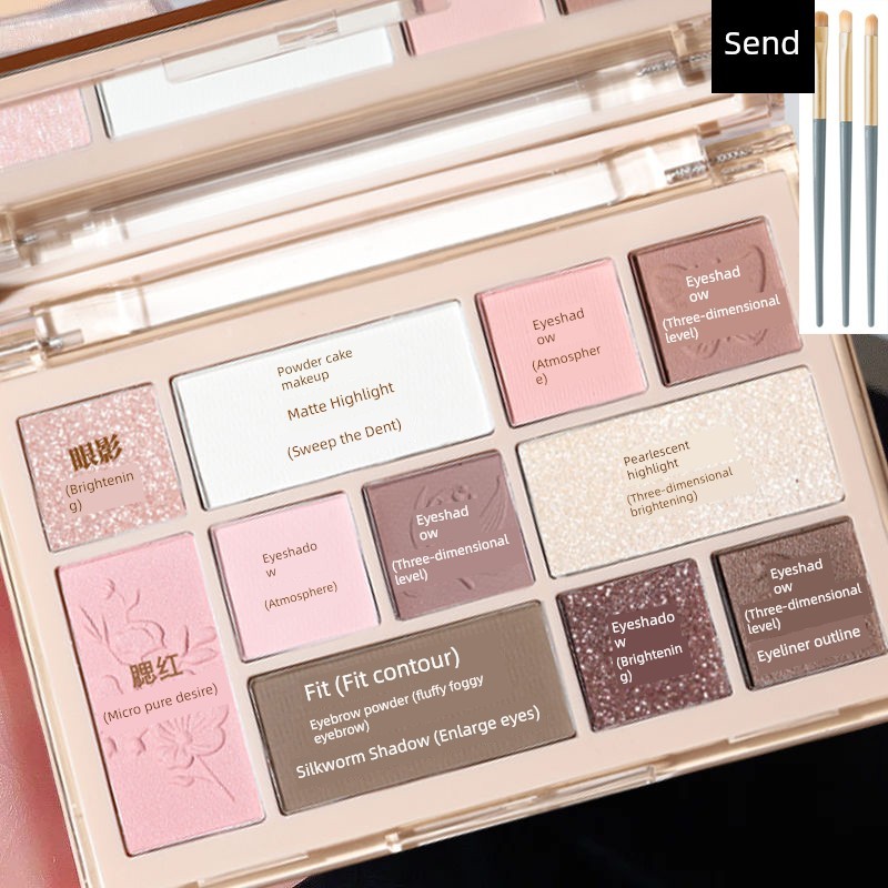 ปัดแก้ม ทาแก้ม NOVO Eyeshadow Palette Blush High Gloss Contouring Three-in-One Pink Earth Color Dail