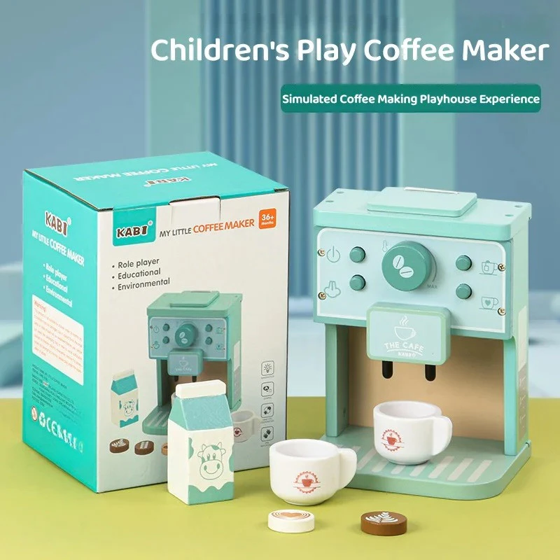ชุดเครื่องชงกาแฟจำลองของเล่นไม้สำหรับเด็ก thumbnail 3