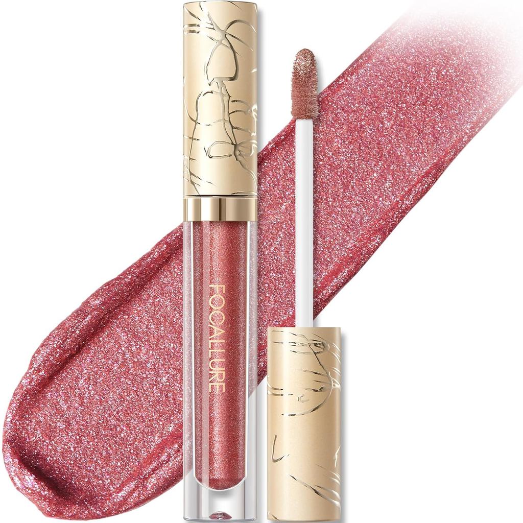 FOCALLUREลิปสติกเหลวMetallic,NonStickCupLipGloss,HighImpactLipColorพร้อมTransfer-proofWear,LongLasti
