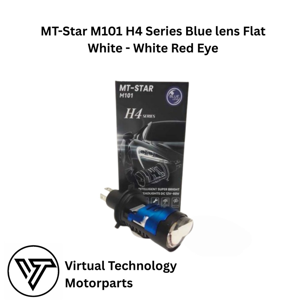 MT-Star M101 H4 Series Blue lens Flat White LED Projector Lamp - White Red Eye