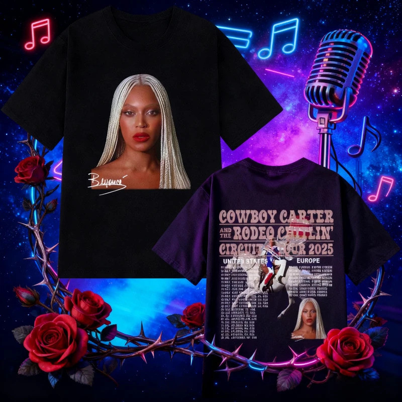 2026 เสื้อยืด Beyonce Cowboy Carter Tour สำหรับผู้ชายและผู้หญิง เสื้อผ้าขนาดใหญ่ 100% ผ้าฝ้ายบริสุทธ