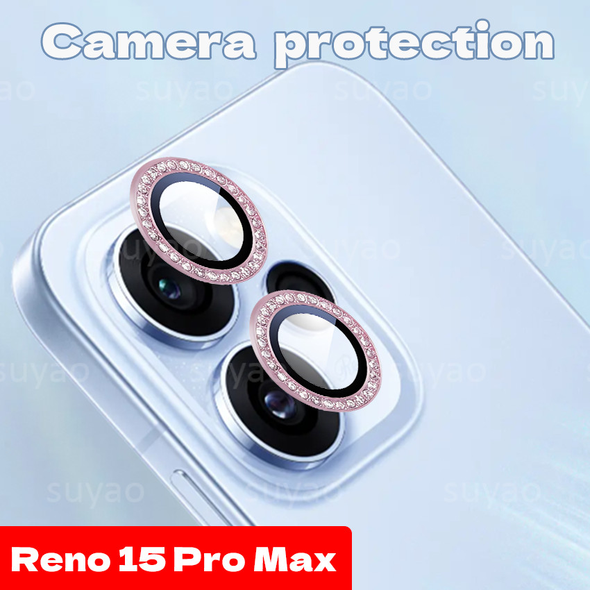 สําหรับOppo Reno 15 Po Max 15F 14 14F 2026 หรูหราเพชรเลนส์ป้องกันกล้องReno15F Reno15ProMax Reno14Pro 13 13F HDกระจกนิรภัยโลหะแหวนเลนส์Protectorsเพชร