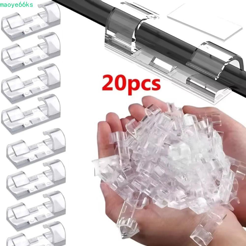 MAOYE Cable Management Clip, Self กาวโปร่งใส Cable Organizer, USB Cable Management วัสดุพลาสติก 20 P