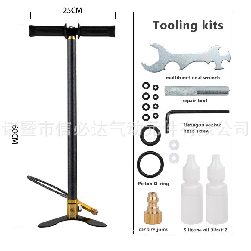 高压打气筒30MPA 40MPA 不锈钢 4500psi 手动打气筒带过滤器