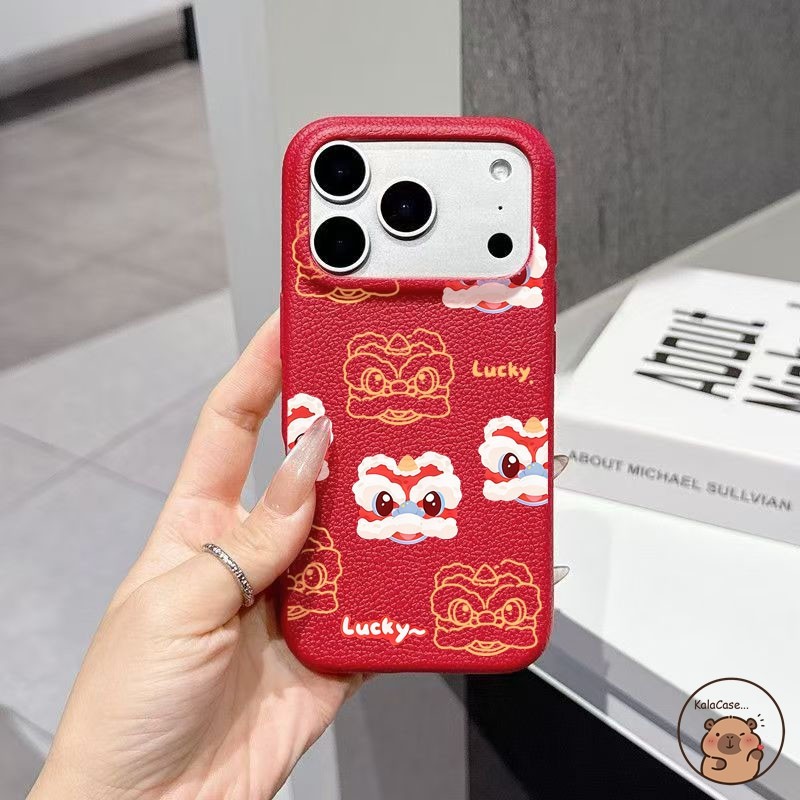 สําหรับ iQOO 15 Neo 11 6 5 SE 3 5G Z5 Z5x Z1 7 เคสโทรศัพท์ 2026 ตรุษจีนไวน์สีแดงสีเหลือง Waking Lion