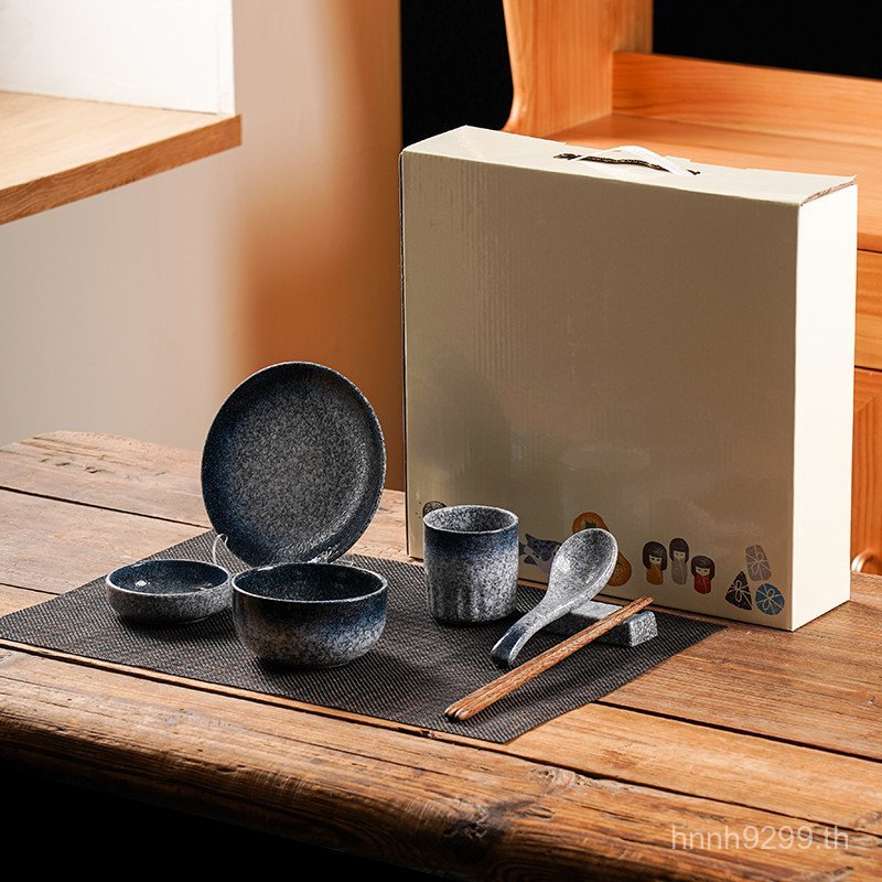 ชุด Retro One-Person Tableware Commercial ชุดสี่ชิ้นสไตล์ญี่ปุ่นจานโรงแรมอาหารรสร้านอาหารจาน F0NB