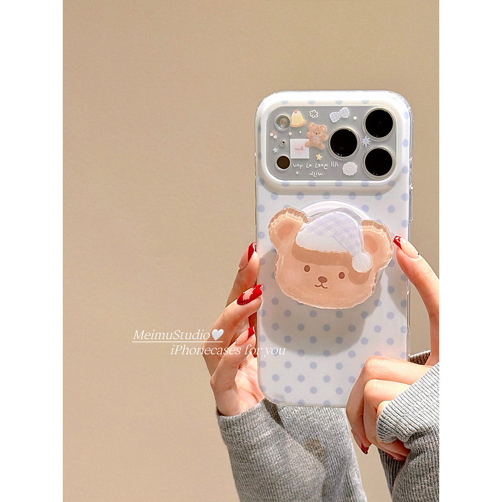 Ins Simple Polka Dot Bear Bracket Samsung s25fe เคสโทรศัพท์ s25 s23ultra Bracket s21+/ s24/a55/a15 Creative Shock-proof a16/a56/a33 Hard Case a05s/a34 รวมทุกอย่าง a53 ราคา ถูกที่สุด ดีลบีเคเค แกลเลอรีภาพที่ 2