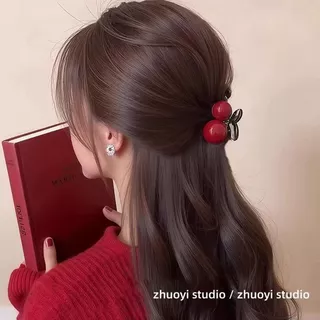 กิ๊บรัดทรงแฟshion เชอร์รี่ขนาดเล็ก สำหรับแต่งผมหน้าผากและผมเรียบ อุปกรณ์เสริมผมสำหรับหญิง